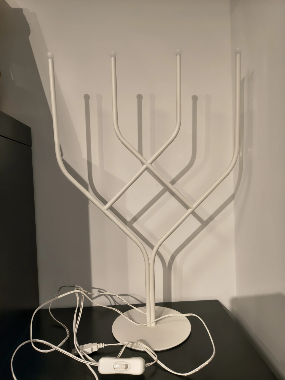 White Menorah Table Lamp