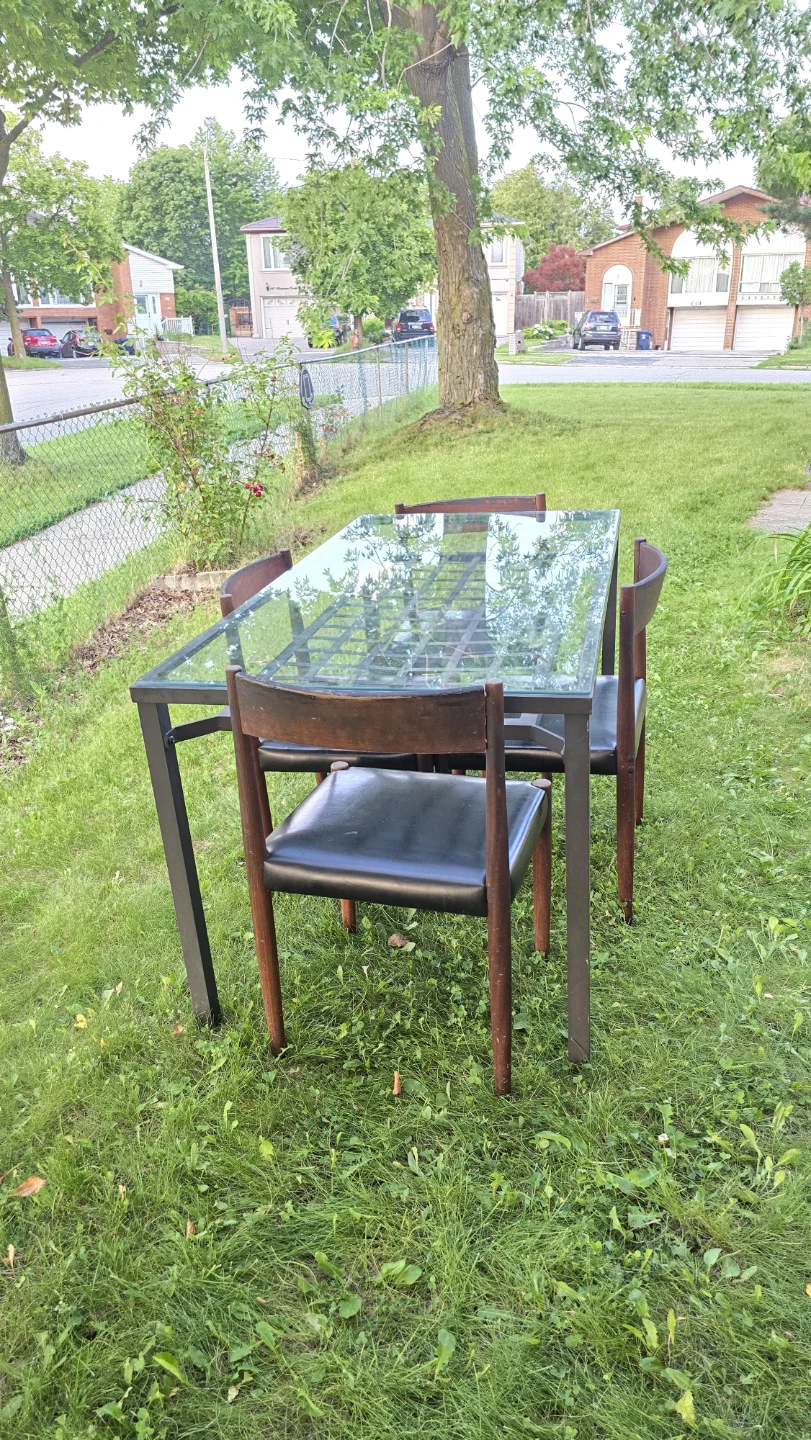 Glass Top Dining Table with 4 Chairs