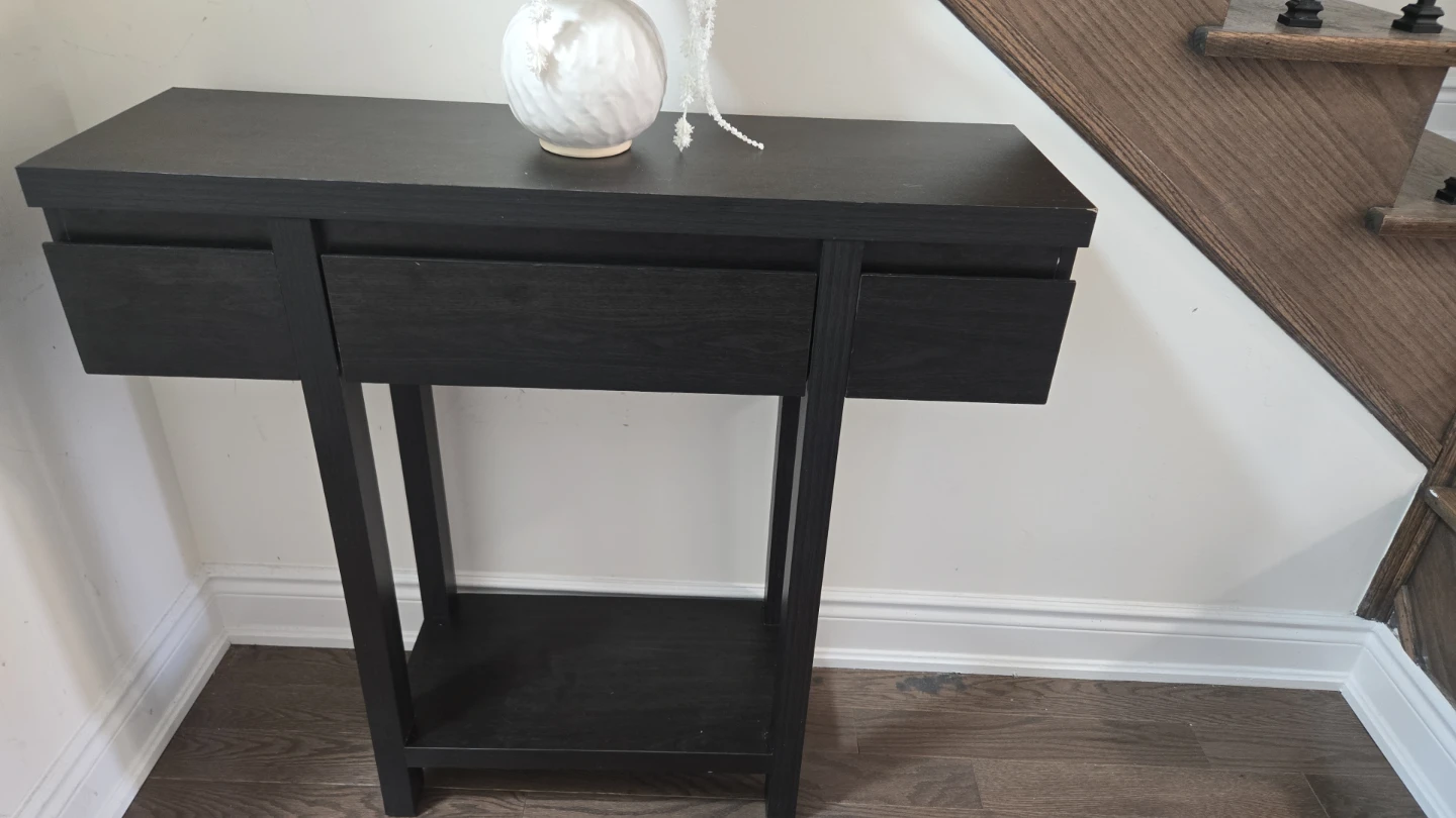Black Console Table with Drawer and Shelf - photo 2
