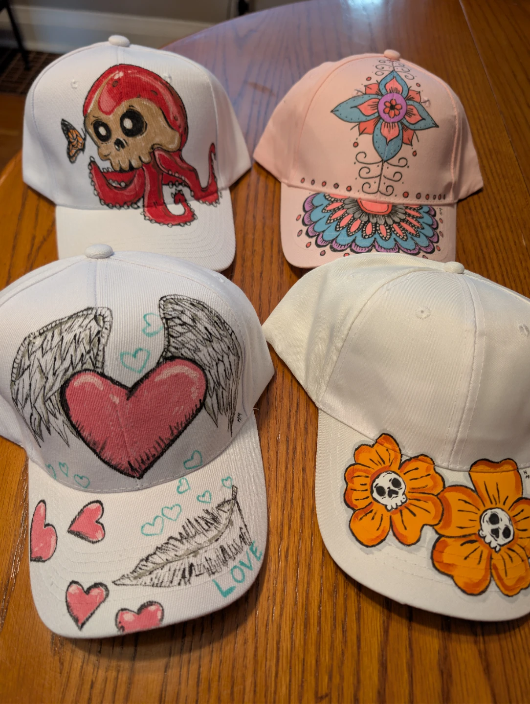 Hand-painted, hand drawn hats. O/S New. - photo 2