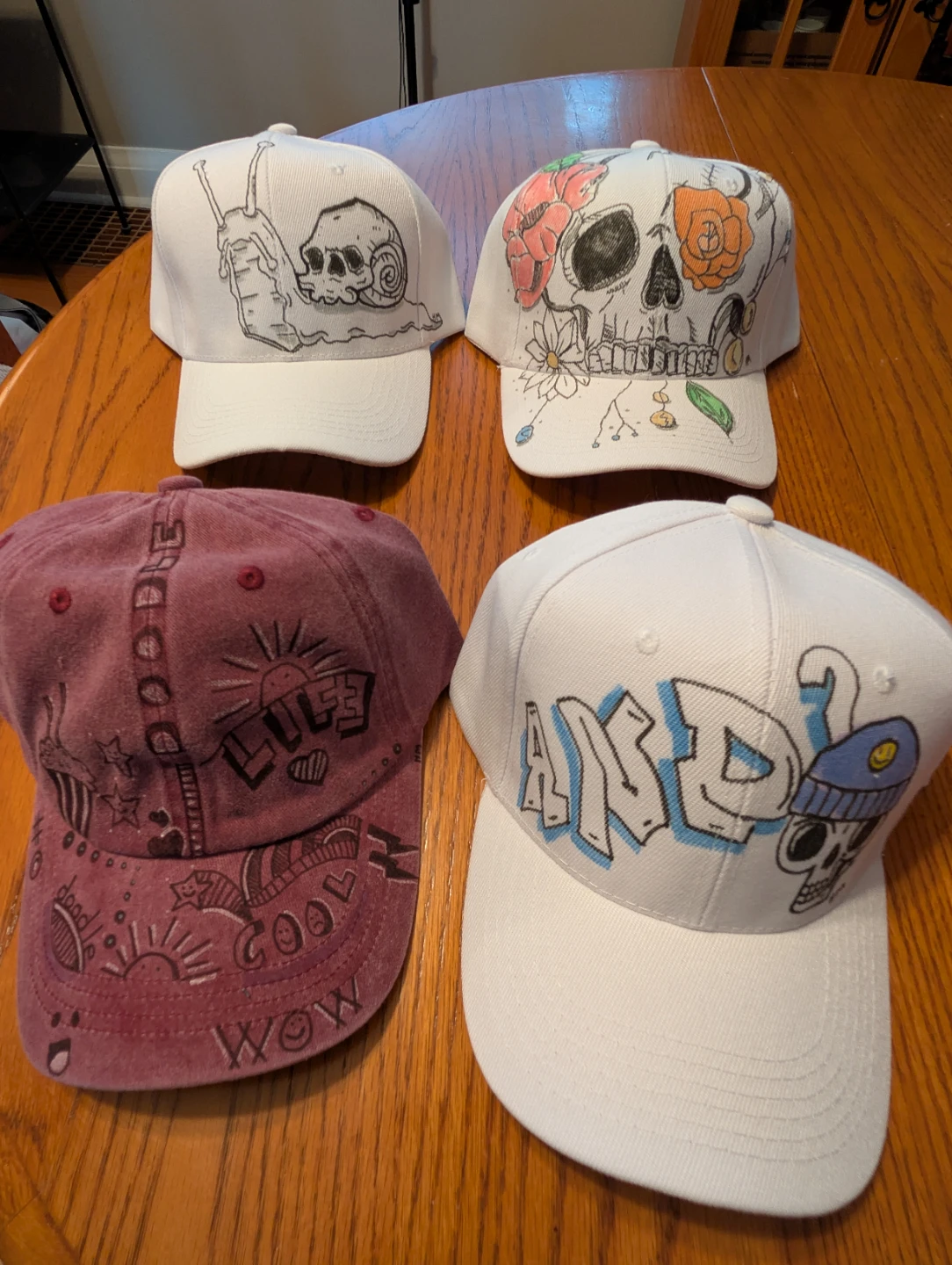 Hand-painted, hand drawn hats. O/S New. - photo 3