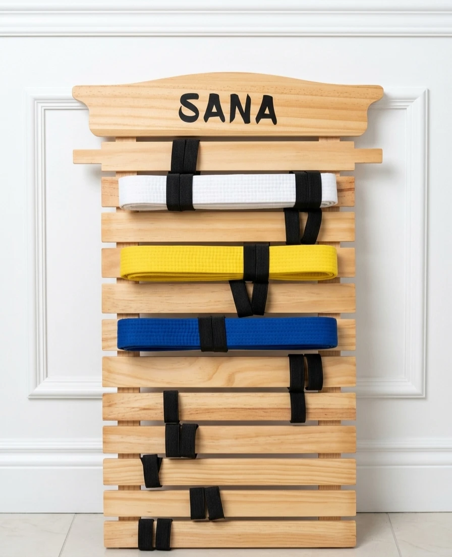 Martial Arts Wooden Belt Holder Hanging Display - photo 2