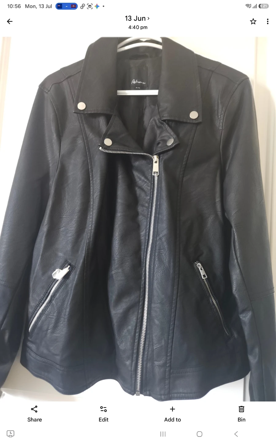 Reitmans Black Faux Leather Moto Jacket