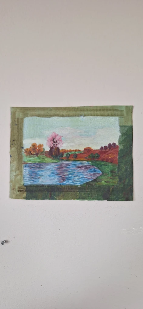 Landscape Painting of a Lake with Trees