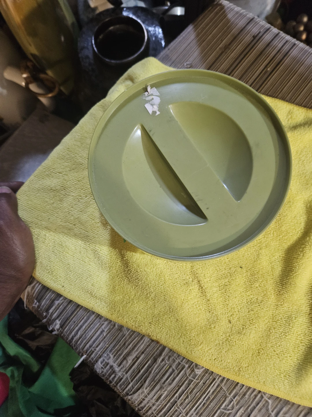 Glass and Green Plastic Container with Lid - photo 3