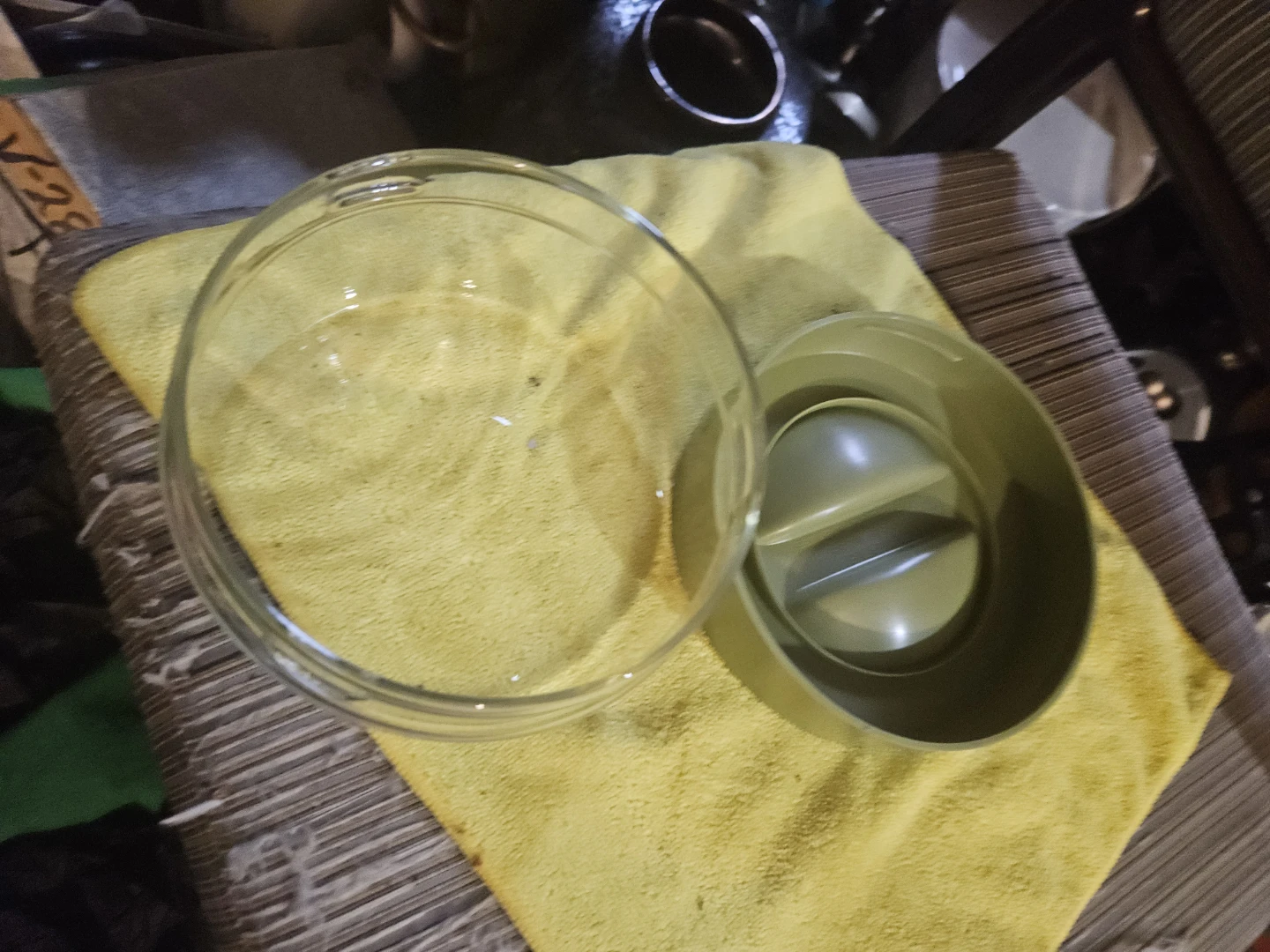 Glass and Green Plastic Container with Lid - photo 5