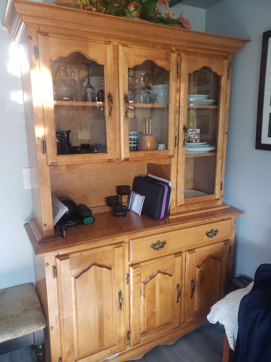 2 piece real wood cabinet.