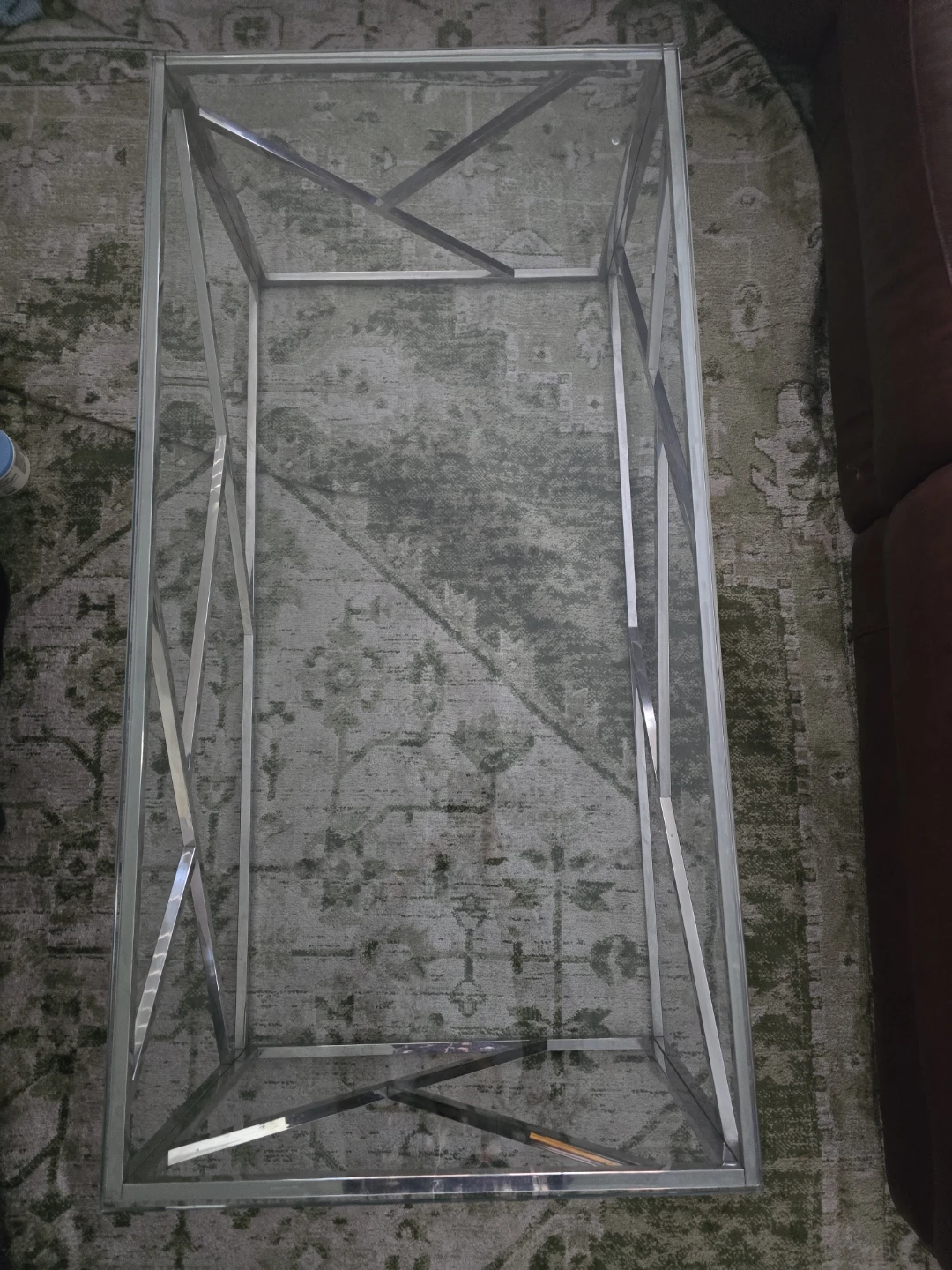 Glass Top Coffee Table with Stainless Steel Frame - photo 3