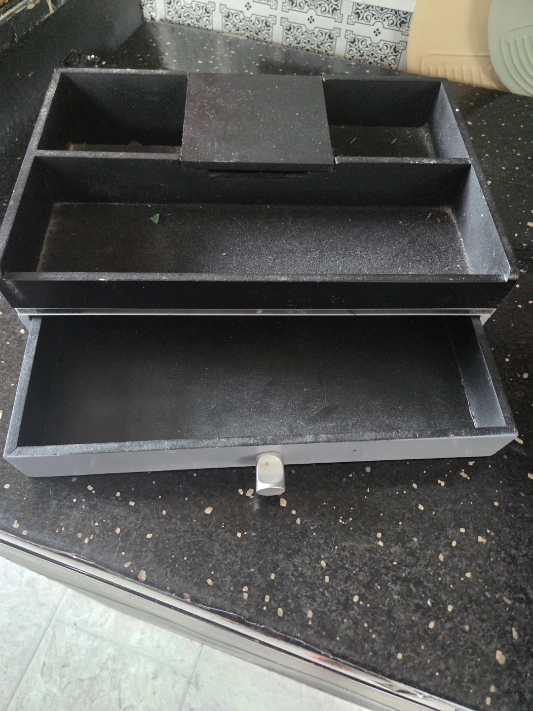 Black Desk Organizer with Drawer