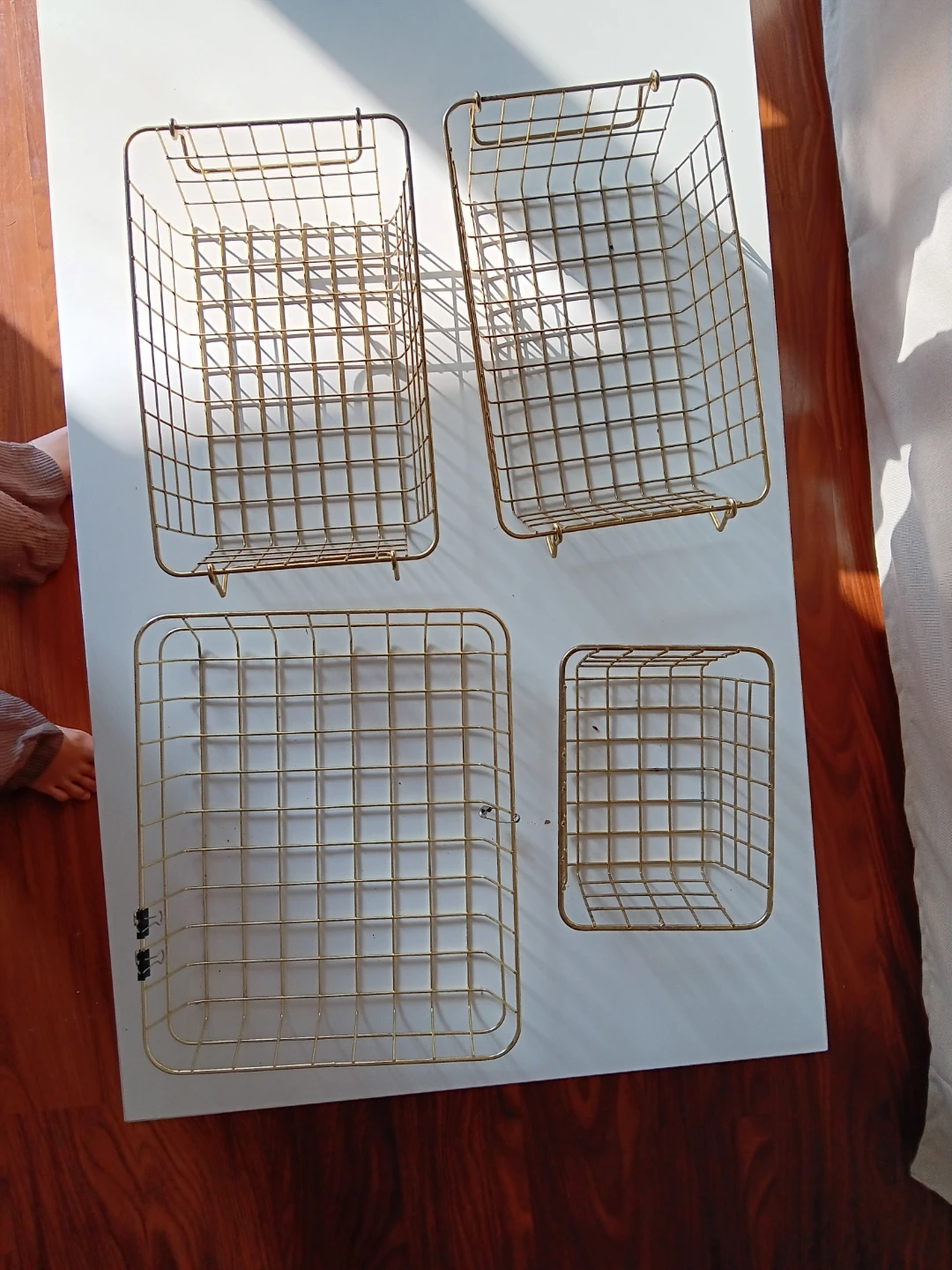 Moving Out sale- Set of 4 Gold Wire Storage Baskets