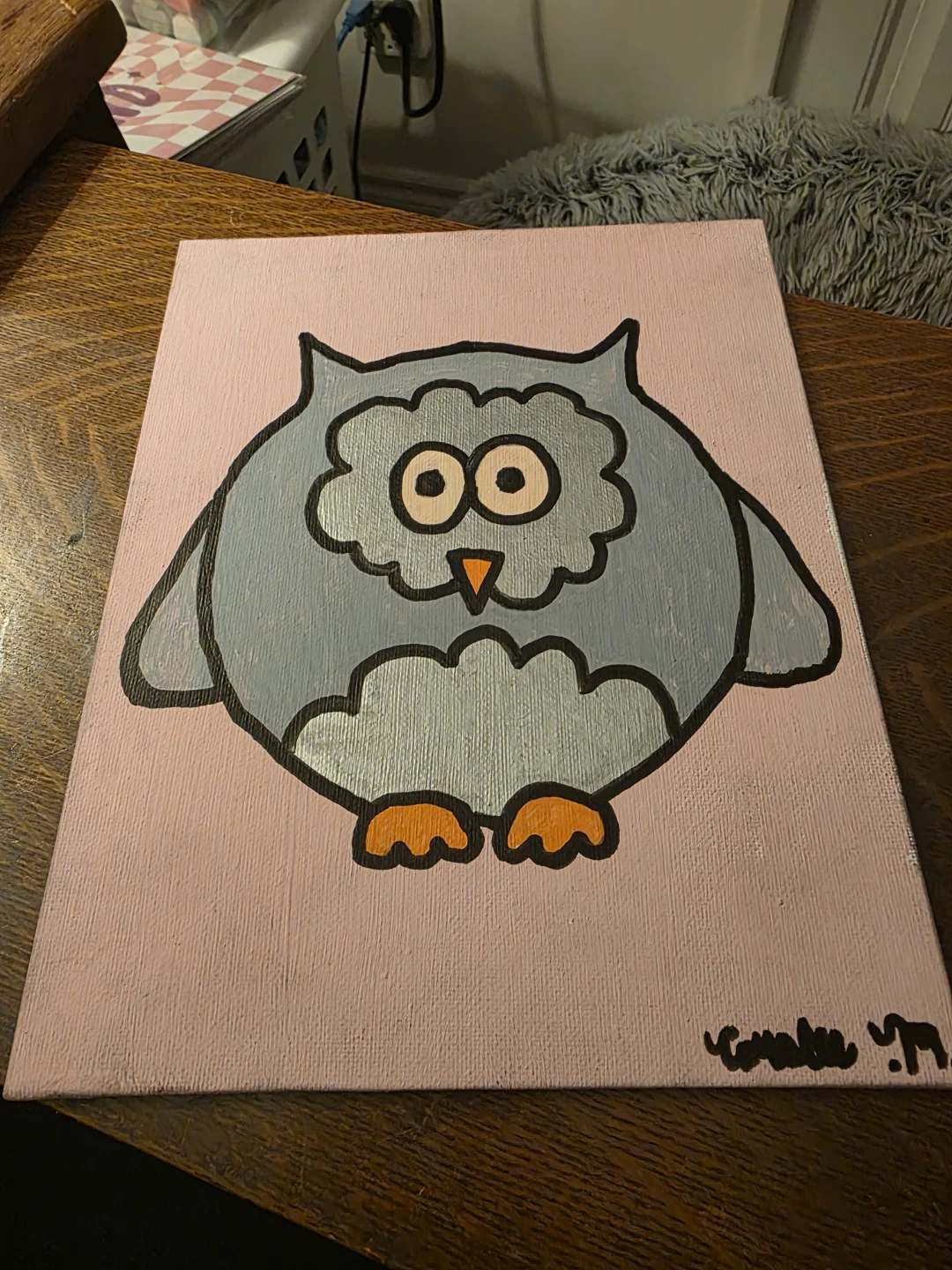 Hand-painted Owl Canvas Art