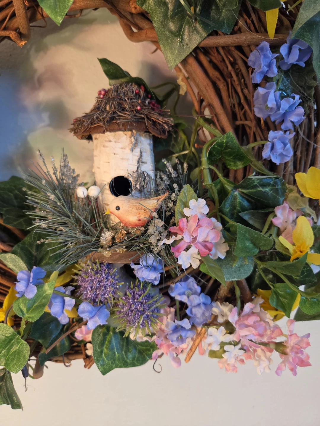 Floral Handcrafted Wreath w/ Birds & flowers 12" - photo 3