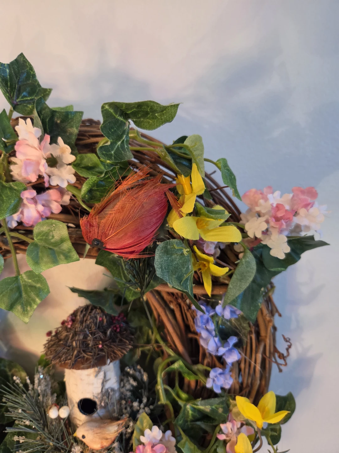 Floral Handcrafted Wreath w/ Birds & flowers 12" - photo 4