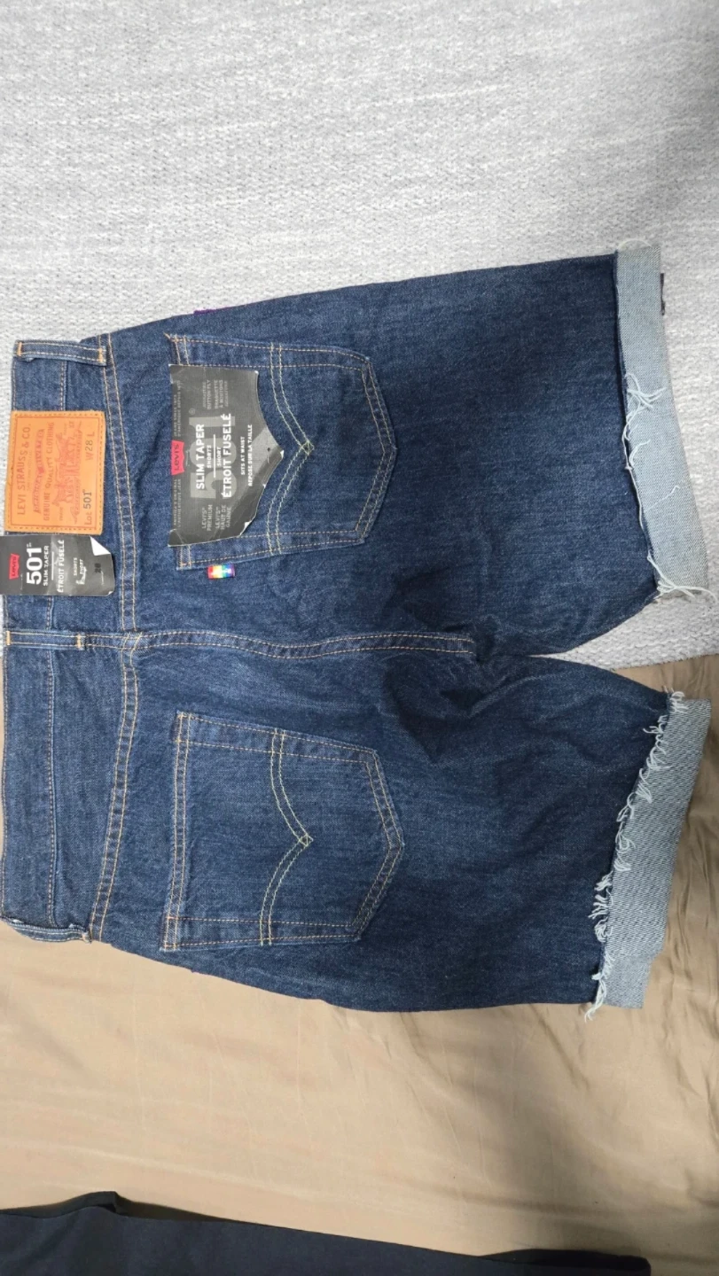 Levi's 501 Slim Taper Rainbow Stripe Denim Shorts Size 28 - photo 2