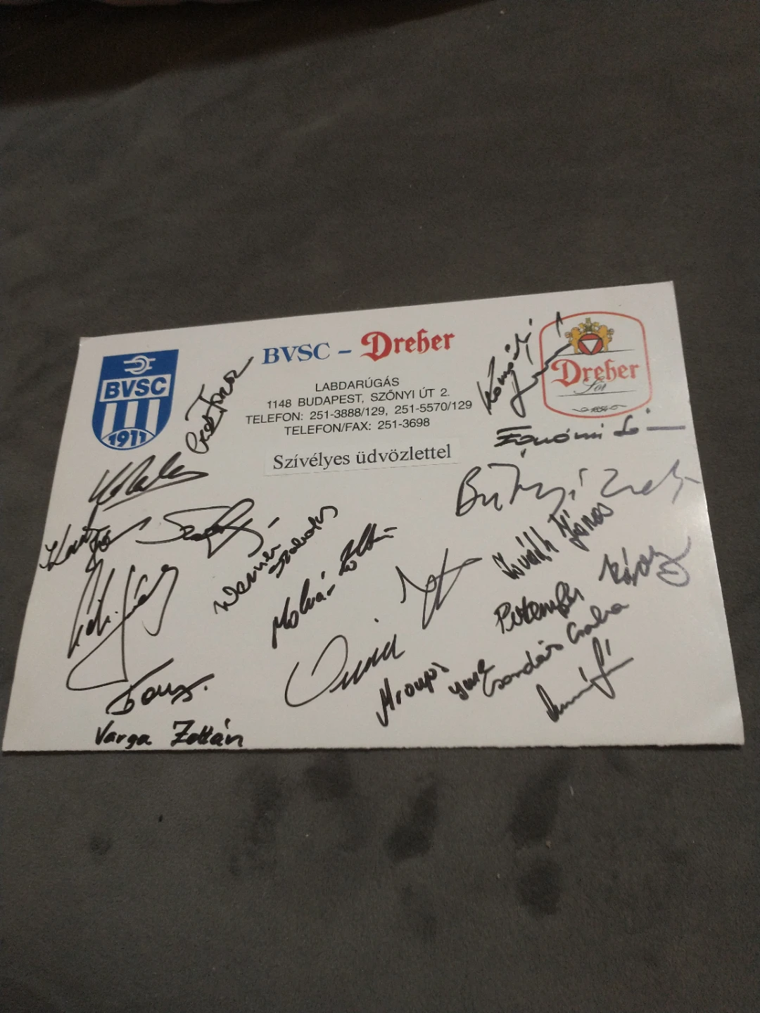 Late 1990s BVSC Budapesti Vasutas Sport Club Auto Signed Card - photo 2