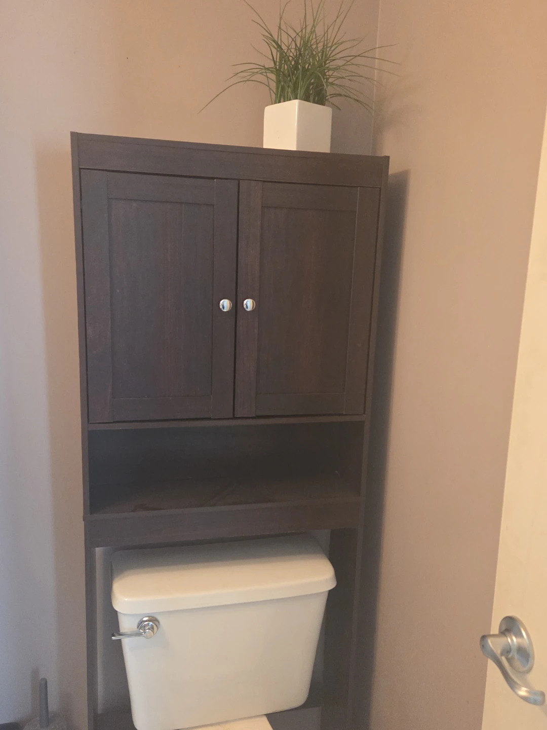 Dark Wood Over-the-Toilet Storage Shelf