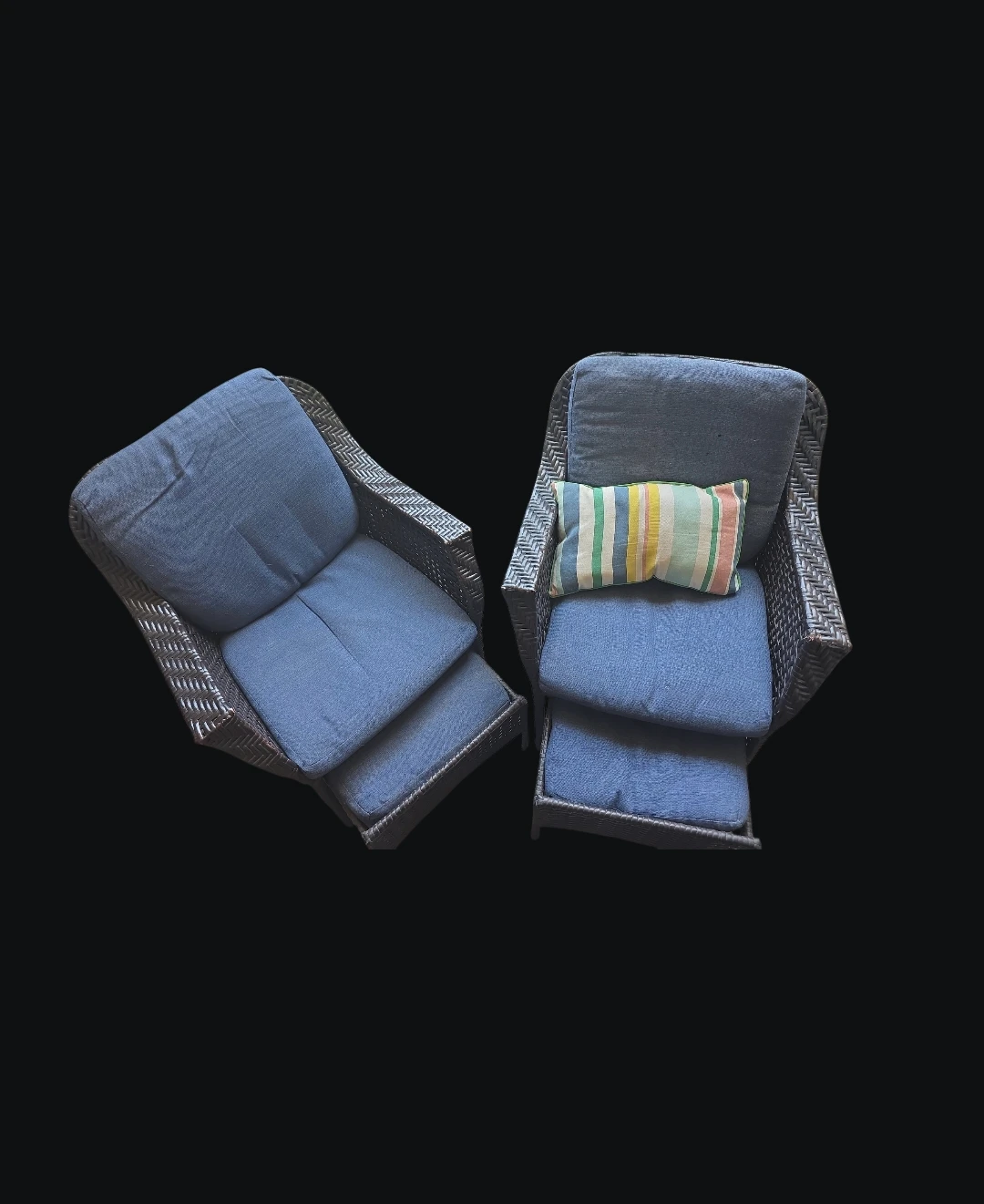 Steel Outdoor Handwoven Resin Wicker Club Chairs with foot rest