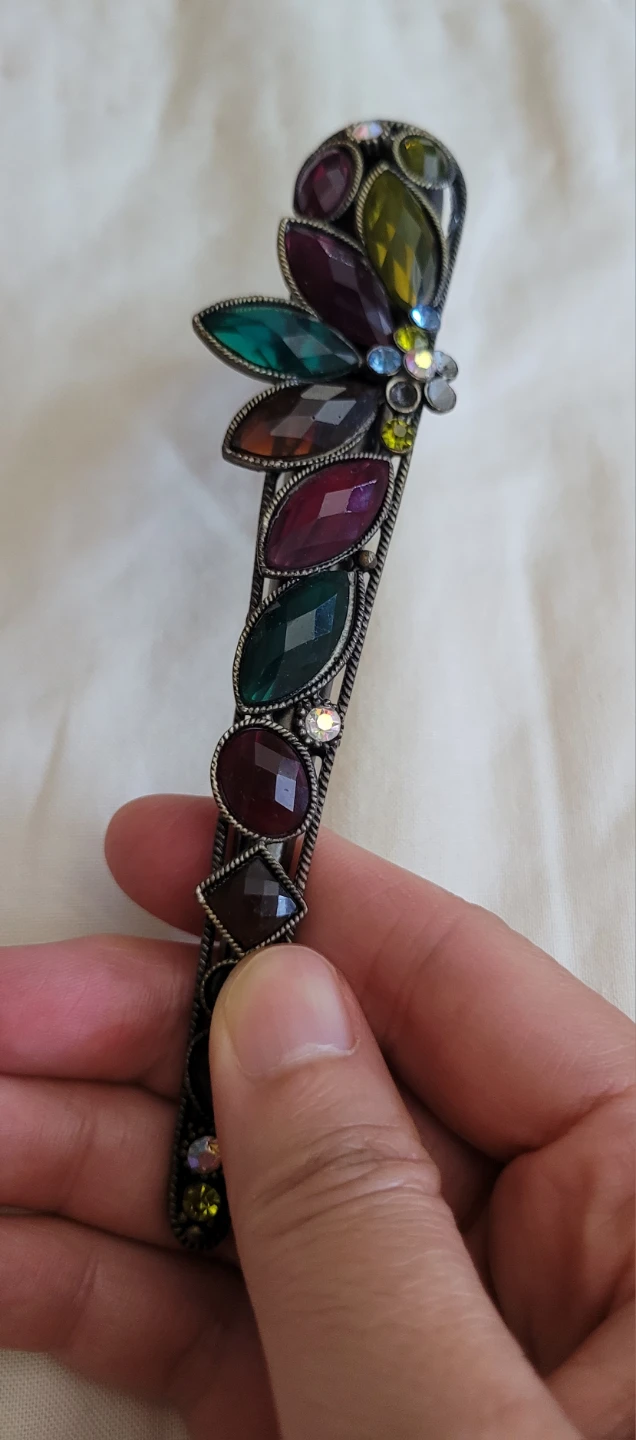 Decorative Hair Clip with Colorful Gems