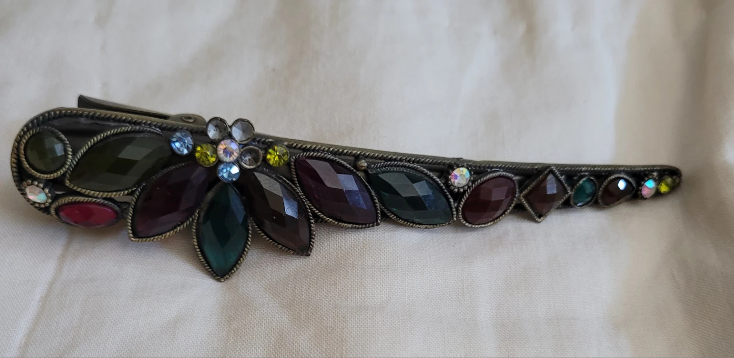 Decorative Hair Clip with Colorful Gems - photo 2