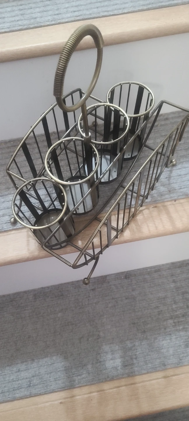 Vintage Metal Cutlery Caddy with Handle - photo 2