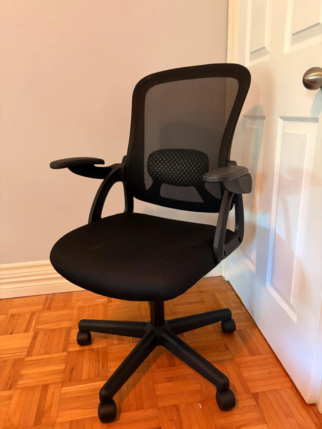 Black Mesh Office Chair with Adjustable Arms