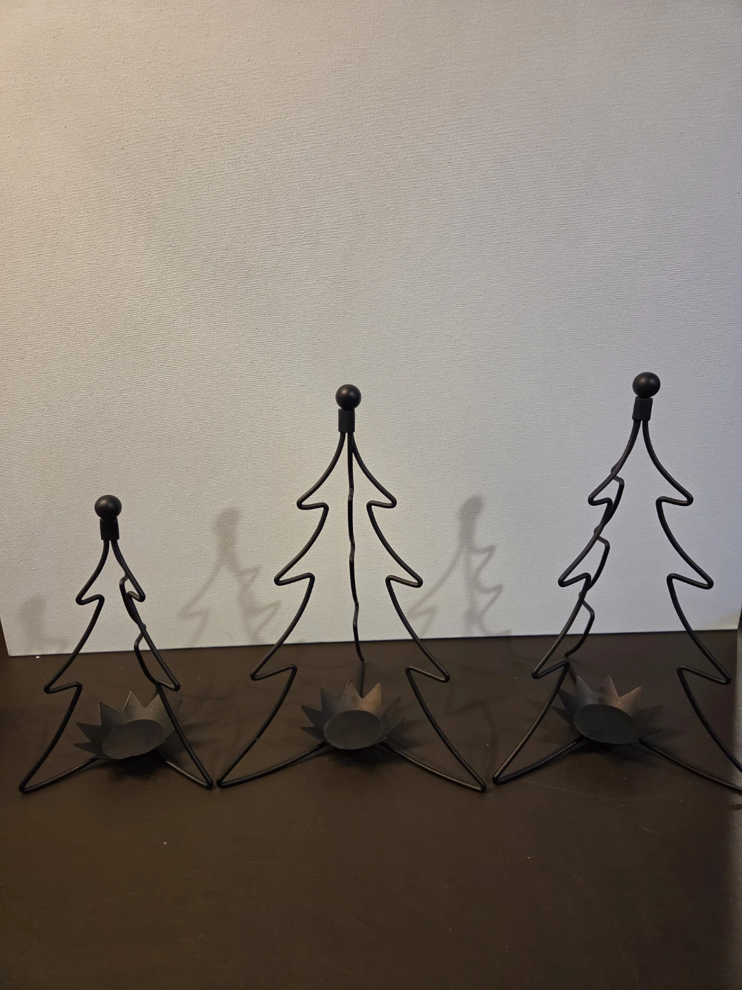 PartyLite Set of 3 Black Metal Christmas Tree Candle Holders