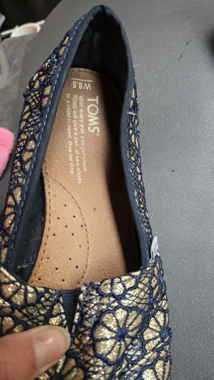 TOMS Women's Shoes Navy/Gold Floral Lace Size 8.5 - photo 3