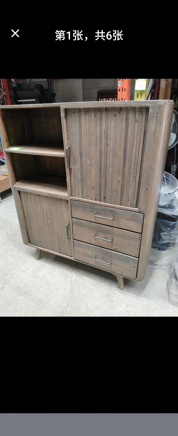 Rustic Wood Accent Cabinet with Shelves and Drawers