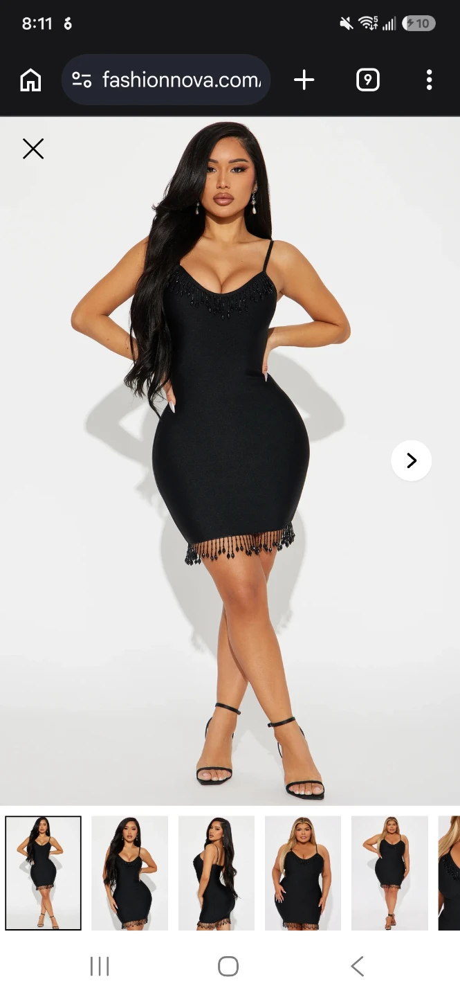 Black Beaded Spaghetti Strap Dress