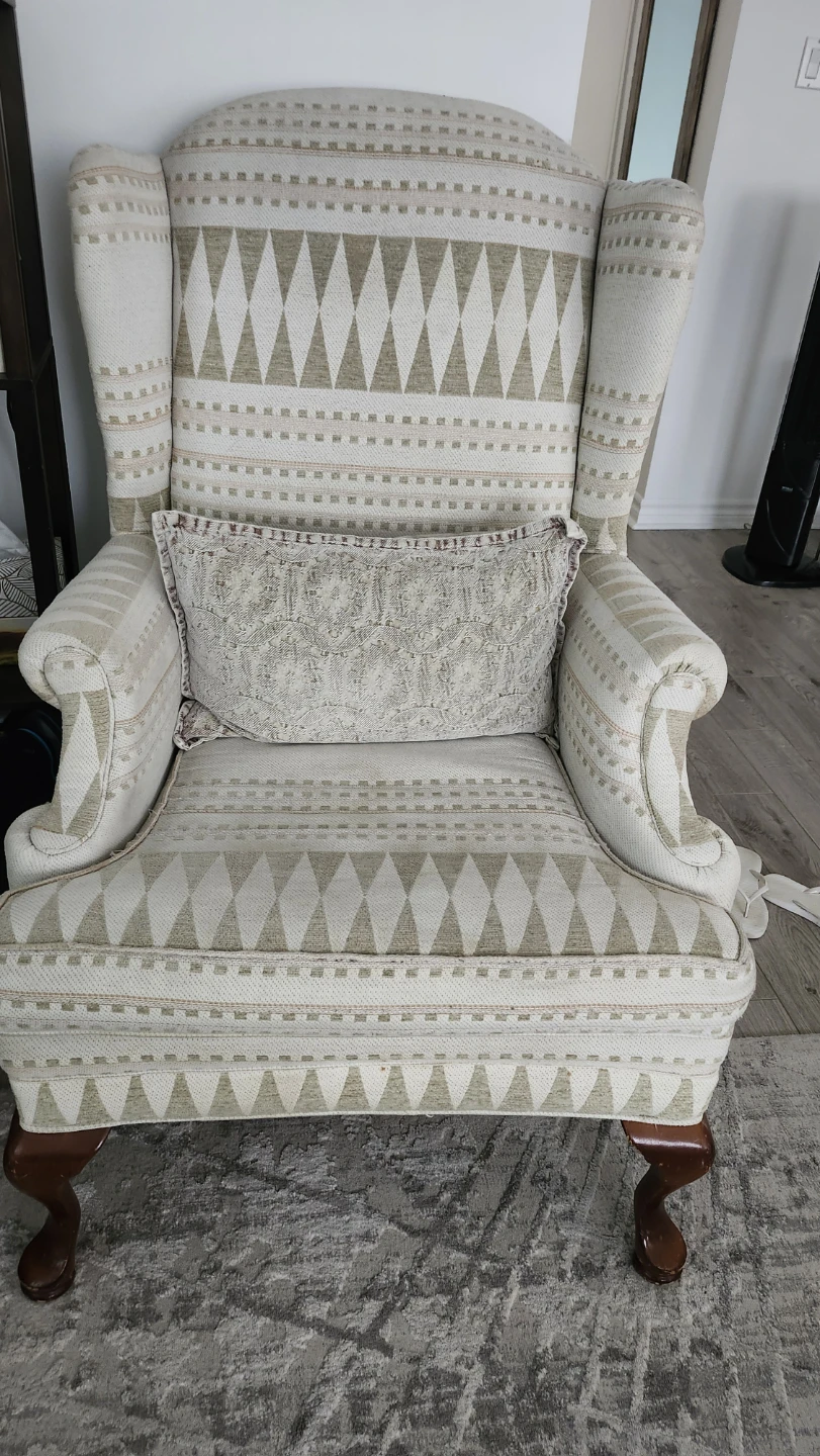 Wingback Armchair with Patterned Upholstery