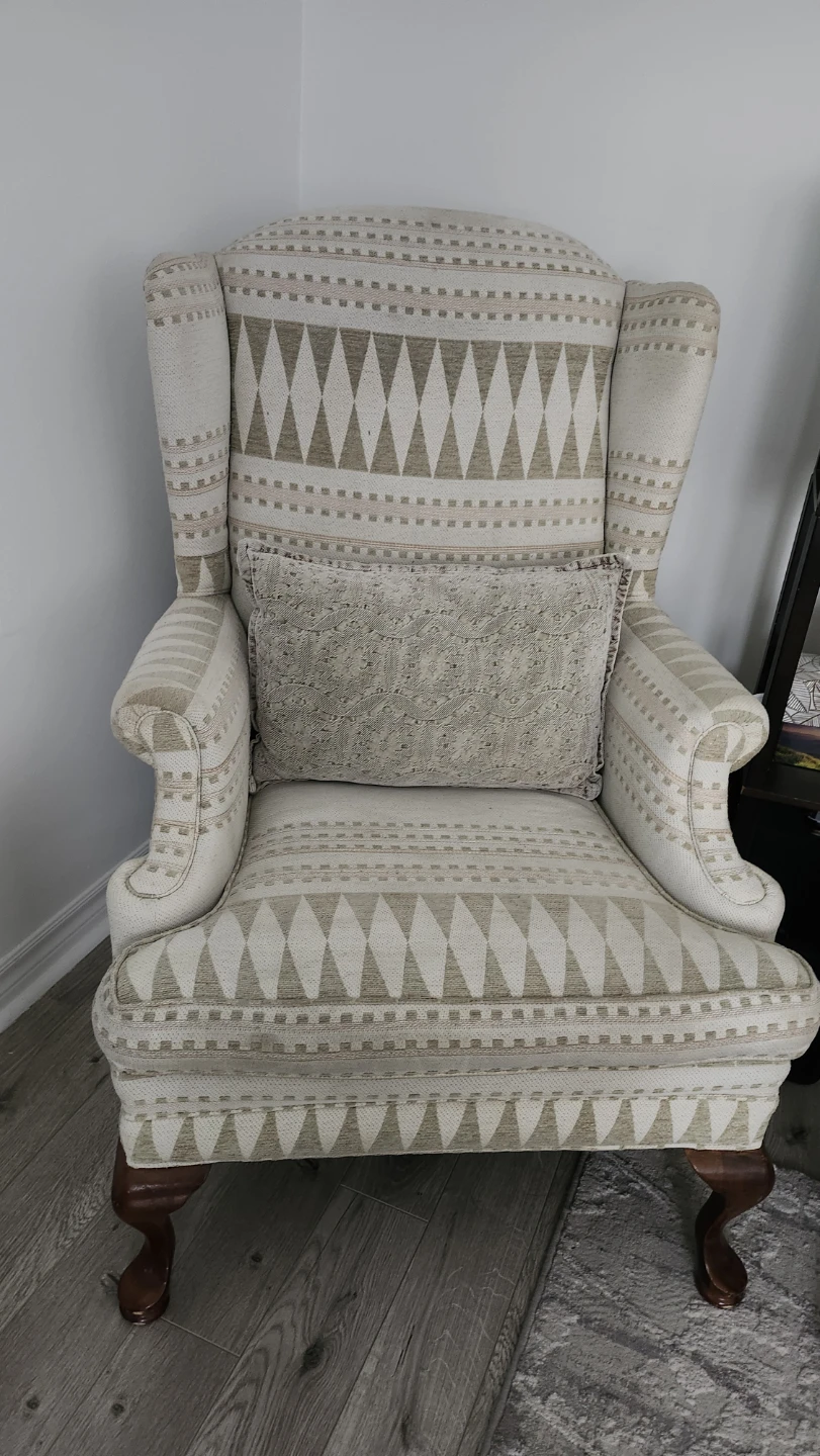 Wingback Armchair with Patterned Upholstery - photo 4