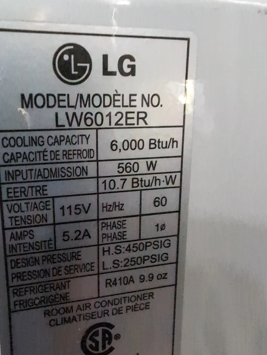 LG Window Air Conditioner - photo 2