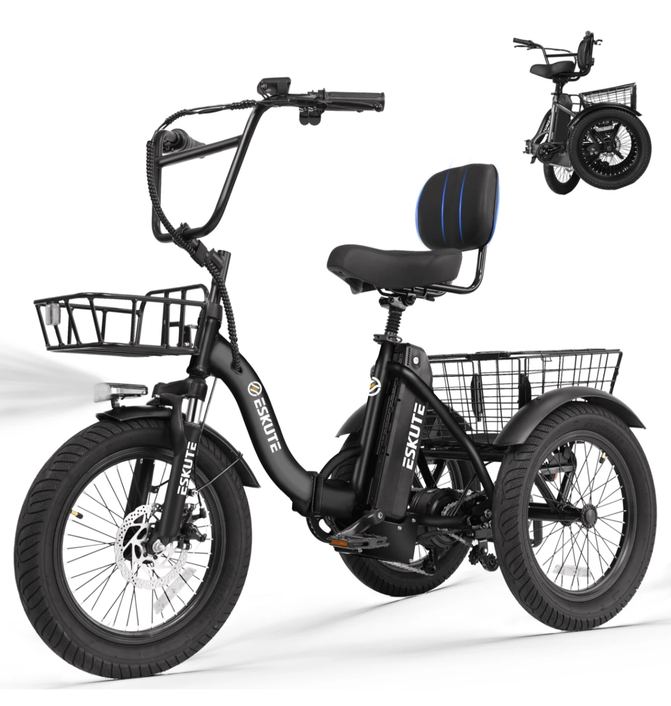 Eskute E-Bike T300 Trike Blue and Black
