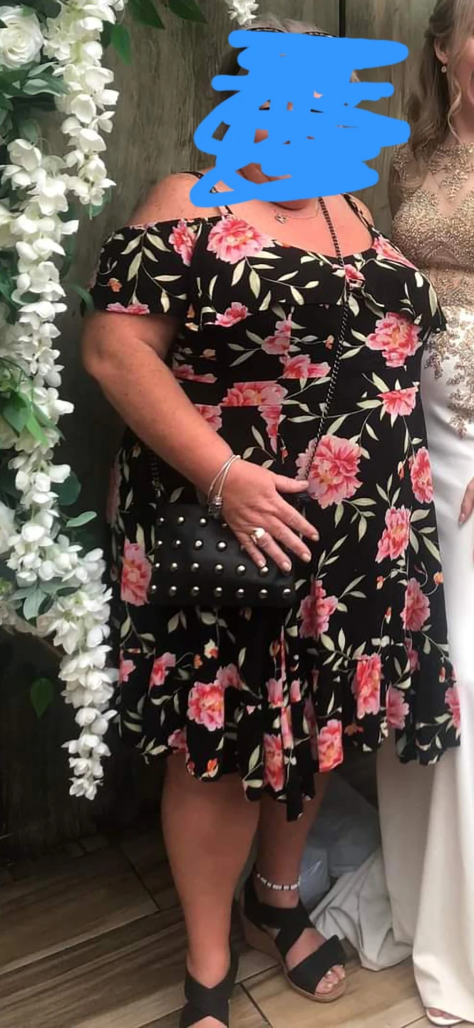 Torrid. Women's Black Floral Off-the-Shoulder Dress