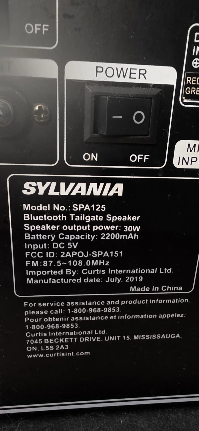 Sylvania SPA125 Bluetooth Tailgate Speaker - photo 2