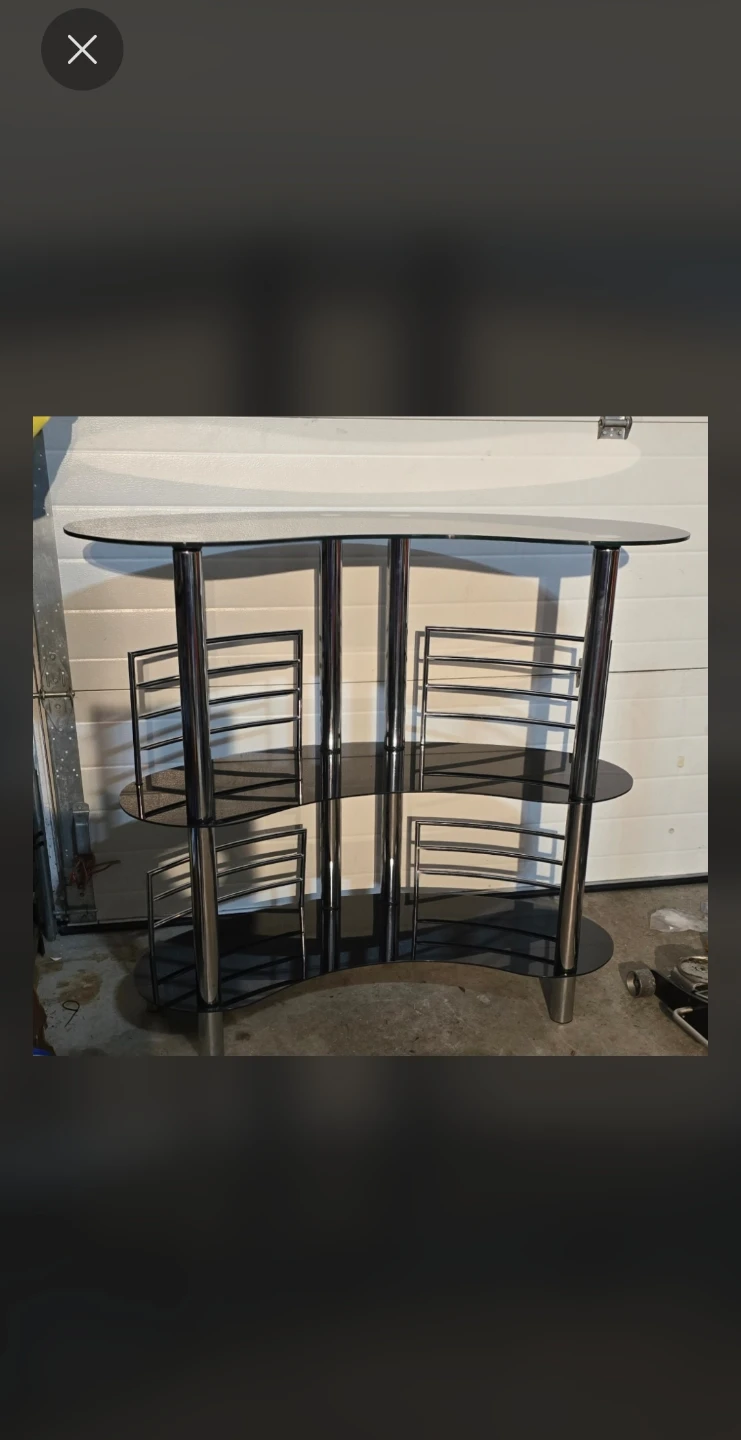 Modern Chrome, Black Glass Home Bar Set - photo 2