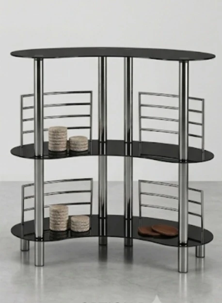 Modern Chrome, Black Glass Home Bar Set - photo 3