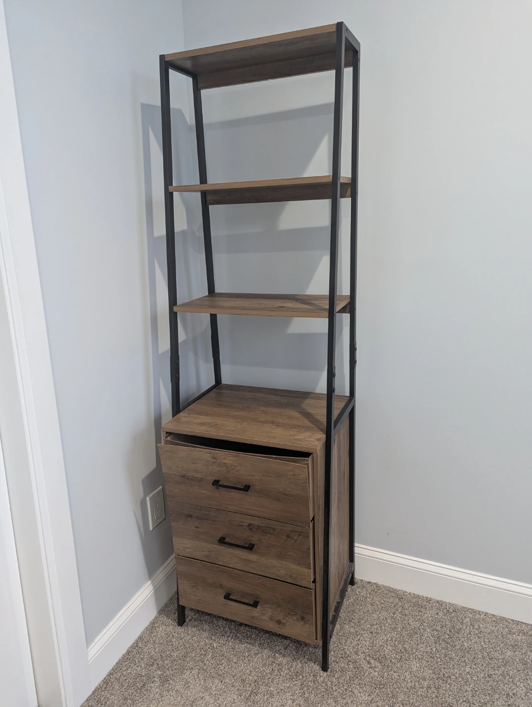 MOVING SALE: Tall Ladder Bookshelf with 3 Drawers