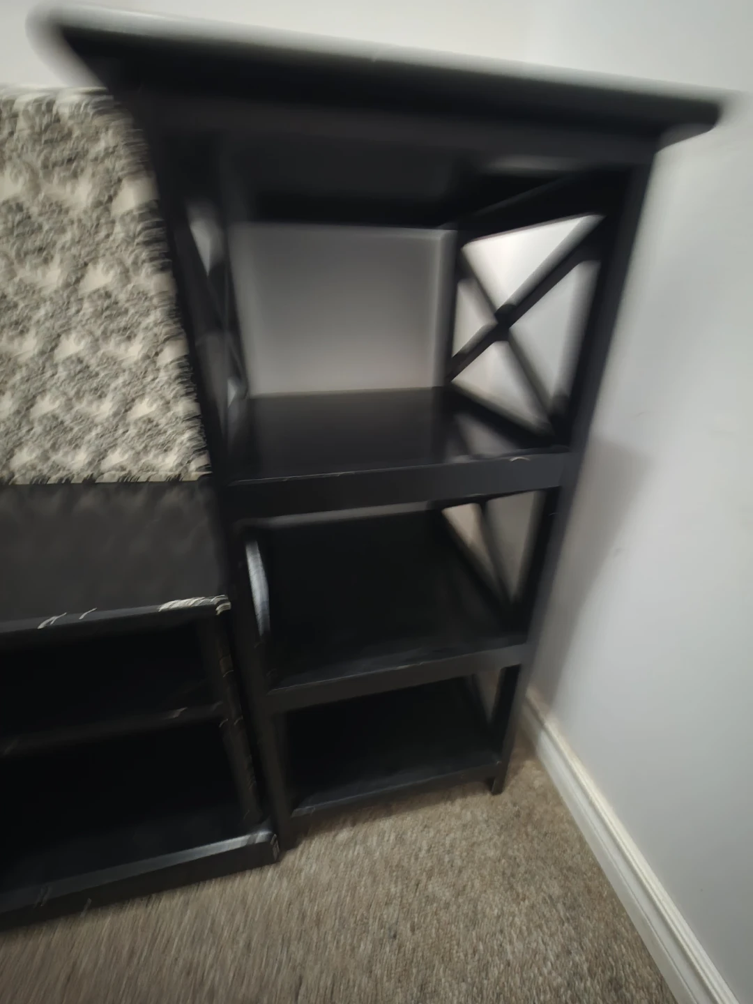 Black Shoe Bench with Storage Shelves - photo 3