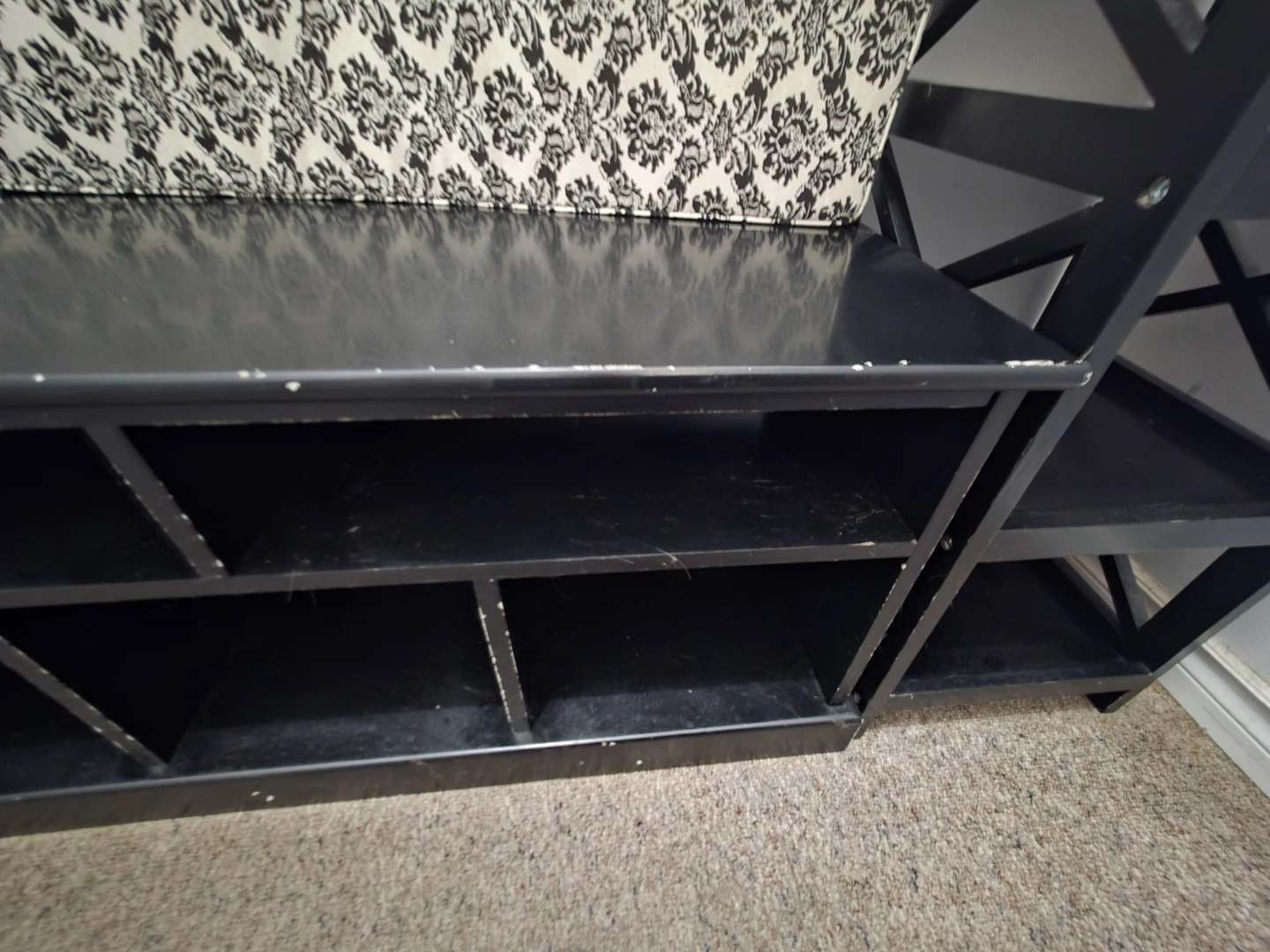 Black Shoe Bench with Storage Shelves - photo 5