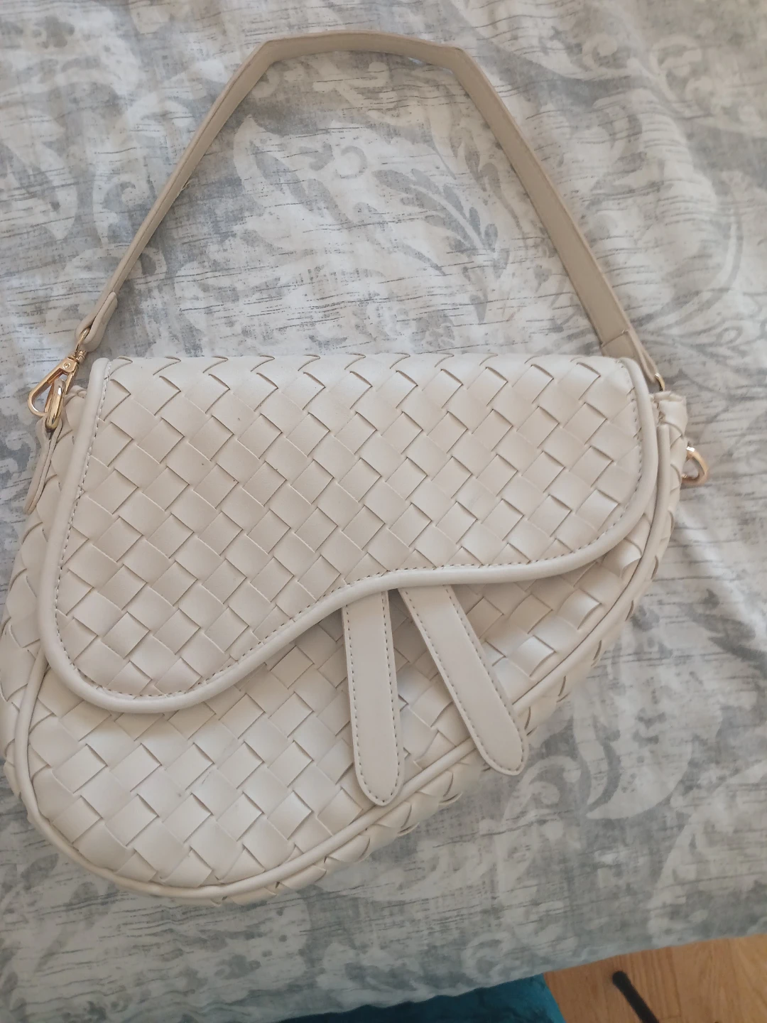 Cream Woven Saddle Bag