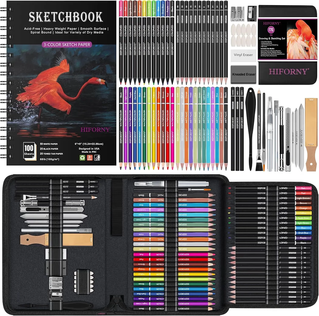 NEW HIFORNY 176 Piece Drawing and Sketching Set