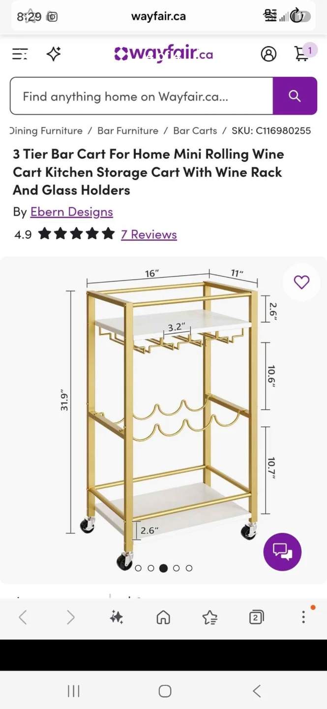 White and gold Bar Cart - photo 3