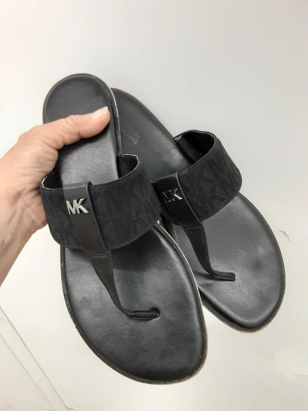 Michael Kors Black MK Logo Thong Sandals
