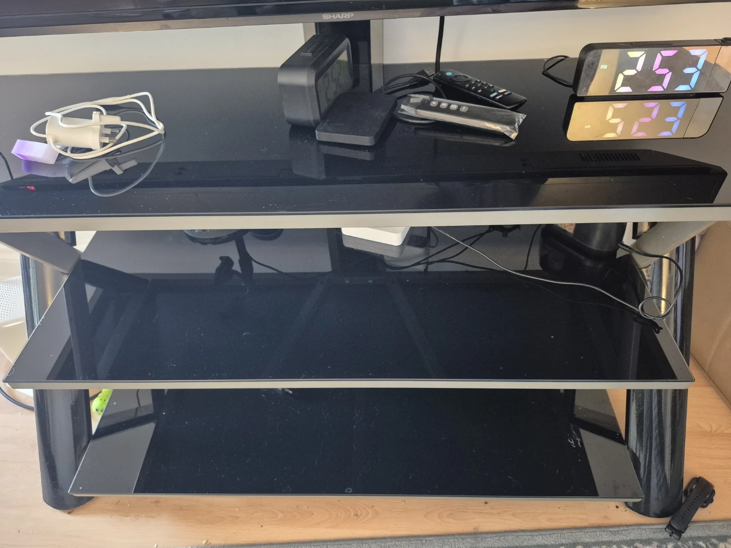 Black Glass TV Stand