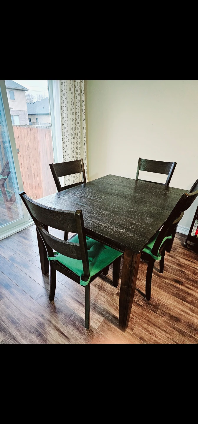 Dark Wood Dining Table Set with 4 Chairs