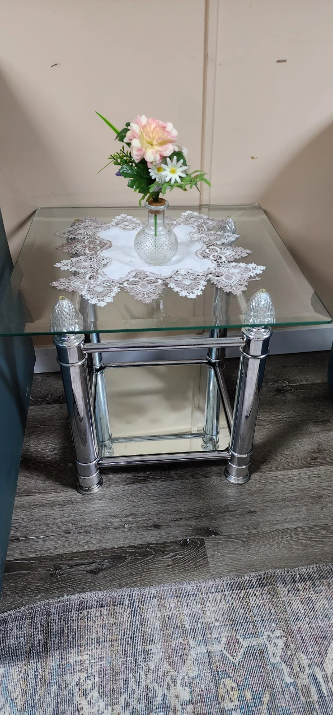 Glass and Chrome Side Table - photo 3