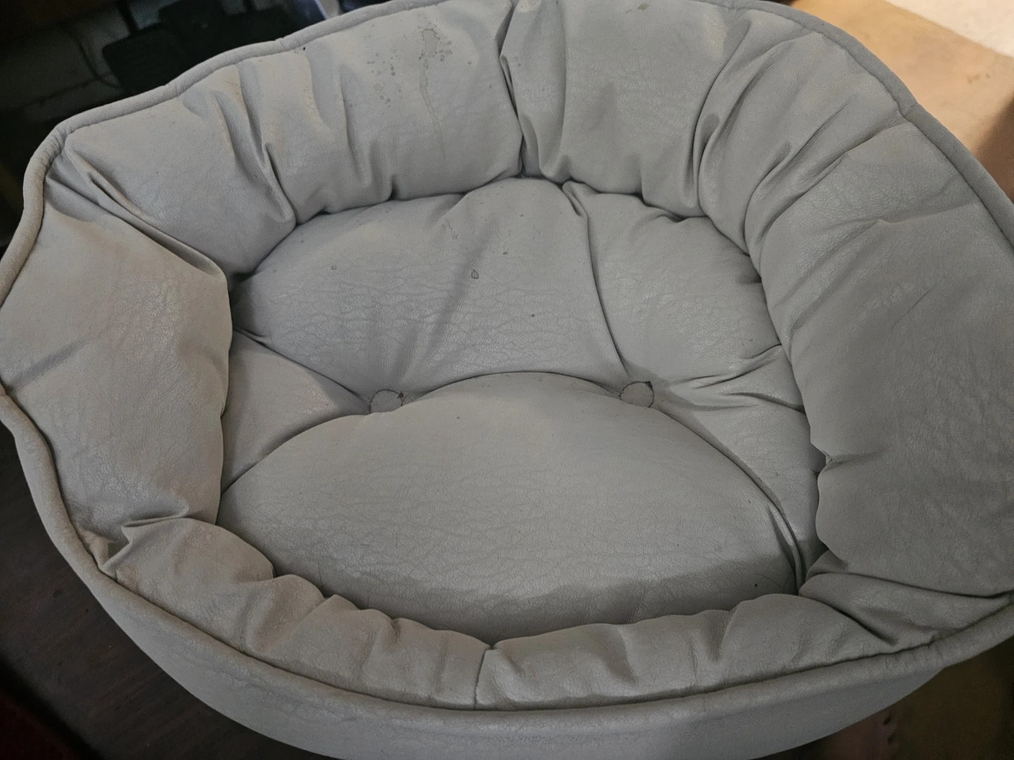 Grey Tufted Pet Bed