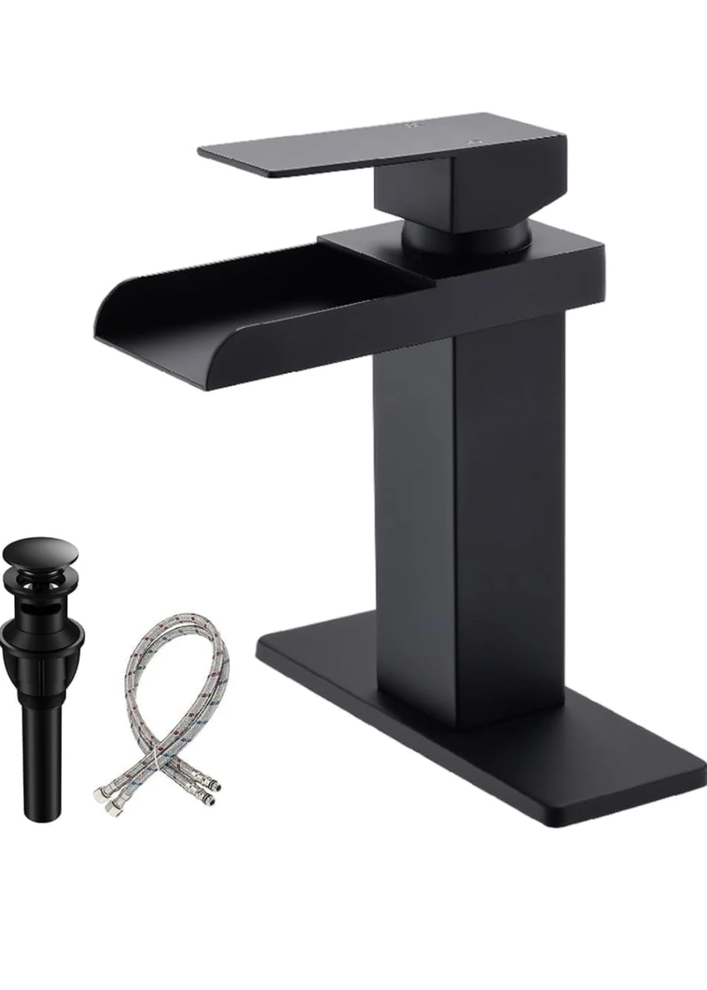 VSUNHOO Black Waterfall Bathroom Faucet BF009B