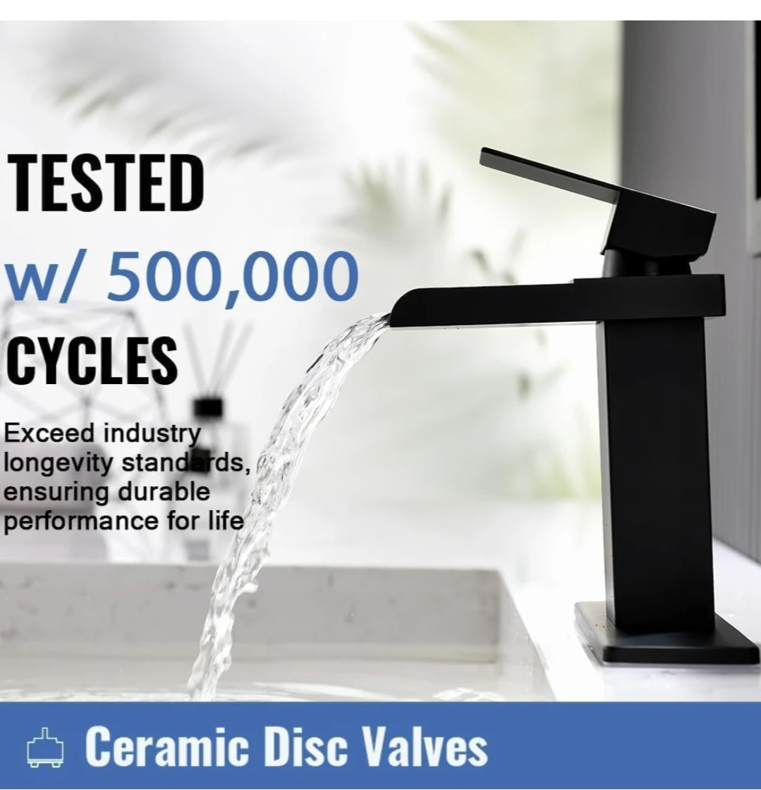 VSUNHOO Black Waterfall Bathroom Faucet BF009B - photo 4